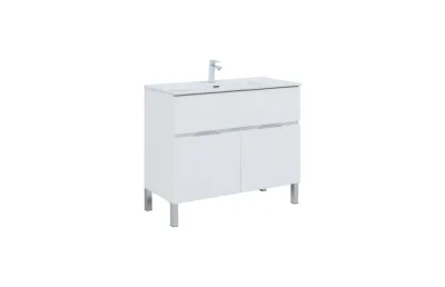 Тумба с раковиной Aquanet Алвита New 100 1 ящик, 2 дверцы, белый матовый МОСПЛИТКА