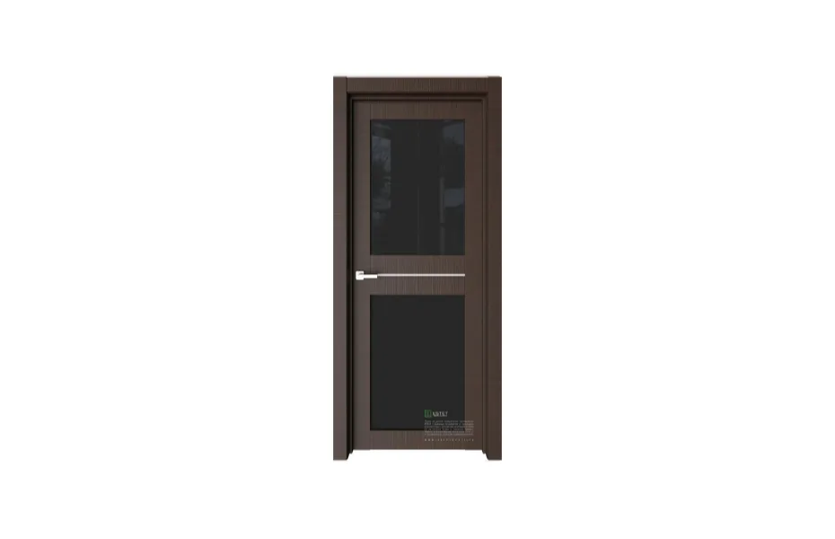Межкомнатная дверь Elegance E4 Темный шоколад черное стекло 7 ДВЕРЕЙ