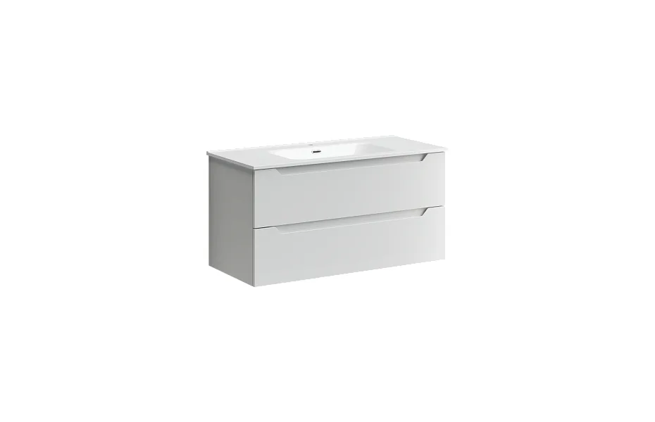 Тумба с раковиной Sancos Norma 2.0, 99 см., ламинат белый, NR2.0100W МОСПЛИТКА