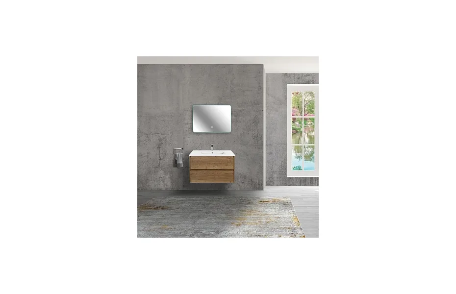Тумба с раковиной Vincea Gio 80 подвесная, 2 выкатных ящика soft-close, T.Oak МОСПЛИТКА