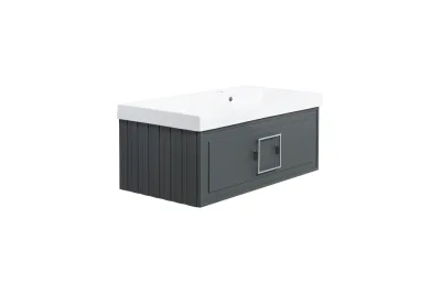 Тумба с раковиной La Fenice Cubo Grigio 90 см FNC-01-CUB-G-90 правая, серо-зеленая матовая МОСПЛИТКА
