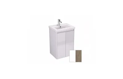Тумба с раковиной Velvex Klaufs 50 tpKLA.50.2D-617.216 подвесная, белый глянцевый/дерево МОСПЛИТКА