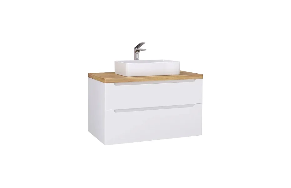 Тумба с раковиной Jorno Wood 100 см wood.01.100/P/W белая МОСПЛИТКА