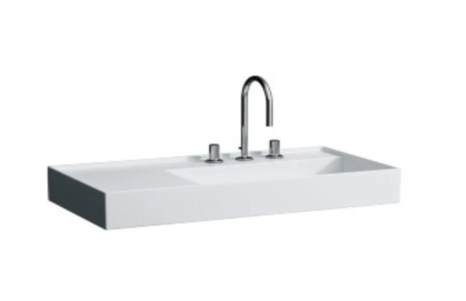 Раковина Laufen Kartell 90х46 8.1033.9.000.111.1 с полочкой слева, без перелива АКВАМЕТРИЯ