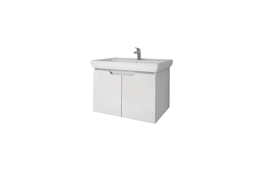 Тумба с раковиной Dreja Q(D) 70 см 99.1002 глянцевая белая МОСПЛИТКА