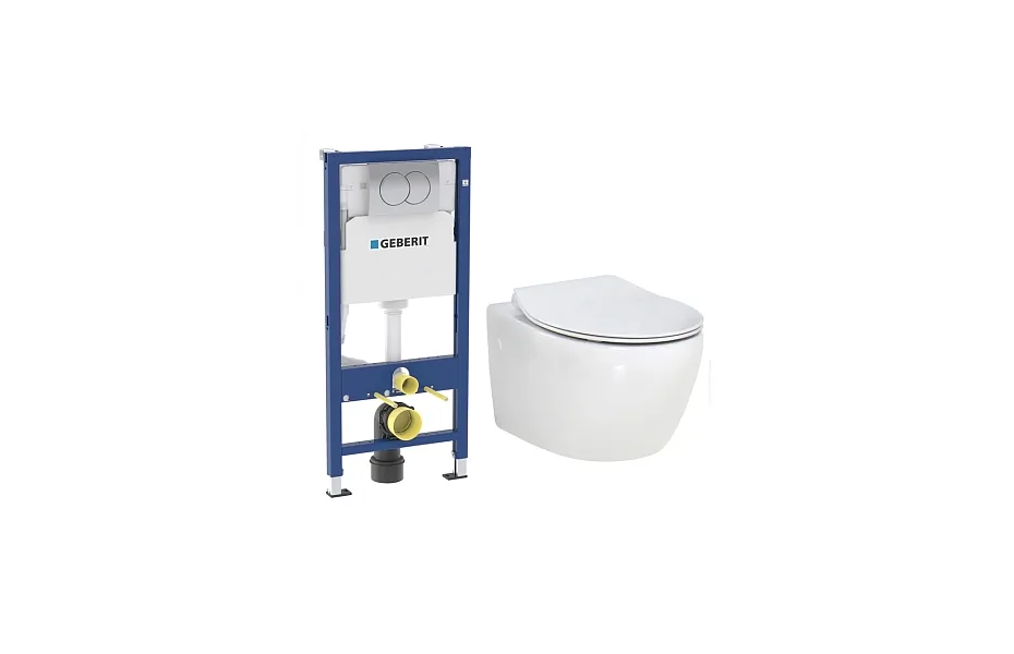 Комплект подвесной безободковый унитаз BelBagno Prospero BB507B + инсталляция Geberit Delta 458.149.21.1 с кнопкой, хром глянцевый МОСПЛИТКА