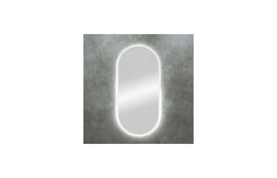 Зеркало Art&Max Bari 70 см AM-Bar-700-1500-DS-F-White с подсветкой, белый матовый МОСПЛИТКА