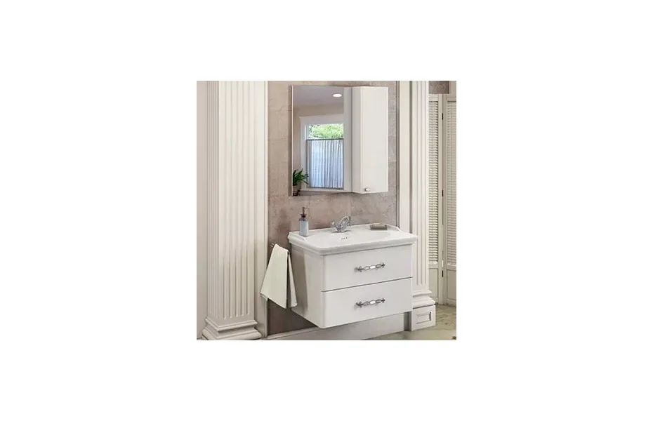 Тумба с раковиной Comforty Неаполь-80 белый глянец 00004147564 МОСПЛИТКА