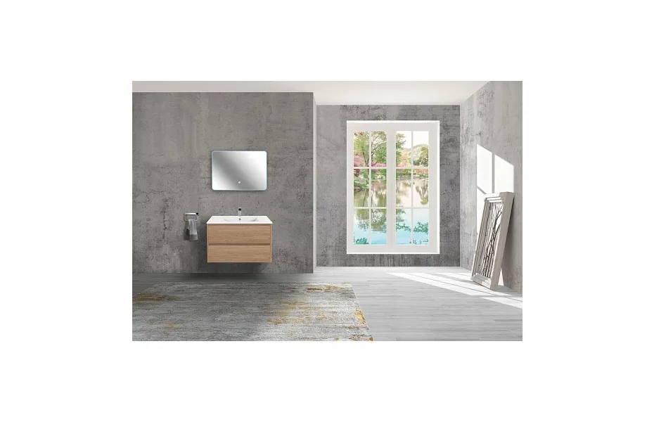 Тумба с раковиной Vincea Gio 80 подвесная, 2 выкатных ящика soft-close, N.Oak МОСПЛИТКА