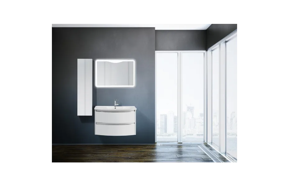 BELBAGNO Зеркальный шкаф с распашной дверью, с двусторонним стеклянным полотном, со стеклянными полками АТЕЛЬЕ ВАННОЙ КОМНАТЫ. САМАРА