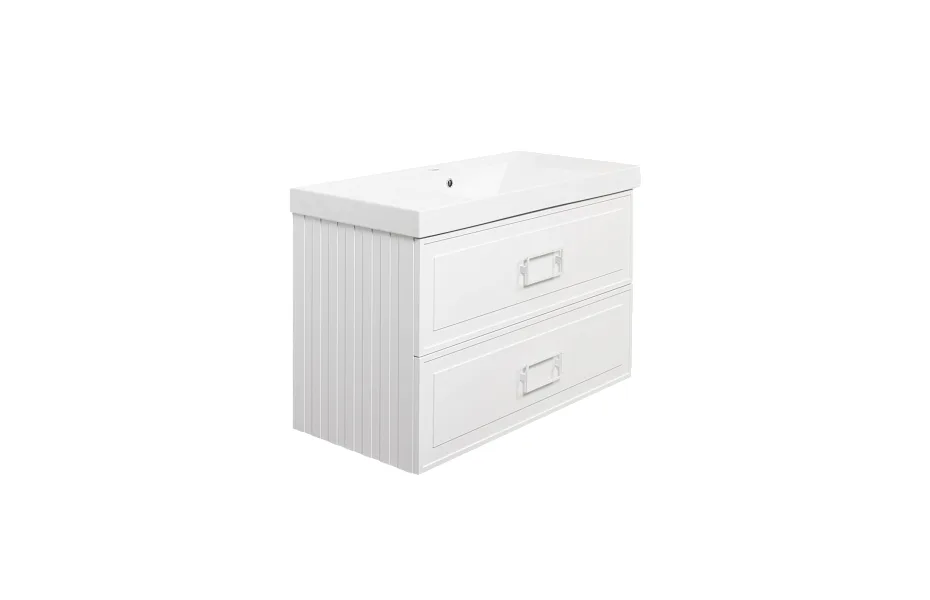 Тумба с раковиной La Fenice Cubo Bianca Twin 100 см FNC-01-CUB-B-100-2 белая матовая МОСПЛИТКА