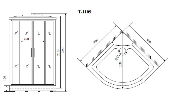 Душевая кабина Timo Standart T-5509 90х90х225 САНТЕХСИЛА