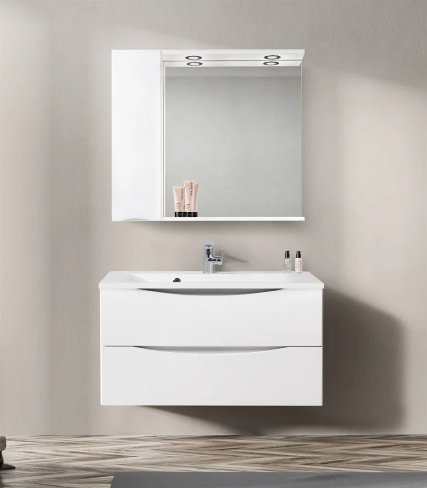 BELBAGNO Marino Шкаф зеркальный подвесной с одной распашной дверцей с доводчиками, с подсветкой, левосторонний АТЕЛЬЕ ВАННОЙ КОМНАТЫ. САМАРА
