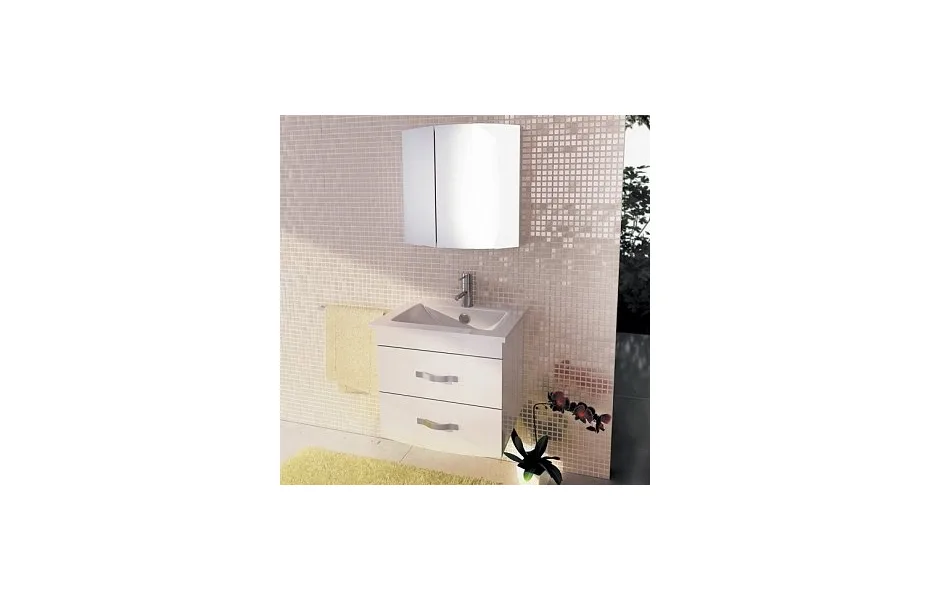 Тумба с раковиной Comforty Лаура-60-2 белый глянец 00003129351 МОСПЛИТКА