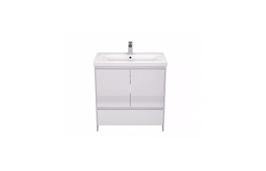 Тумба с раковиной Velvex Klaufs 80 tnKLA.80.2D.1Y-616.216 напольная, 2 двери, 1 ящик, белый глянцевый МОСПЛИТКА
