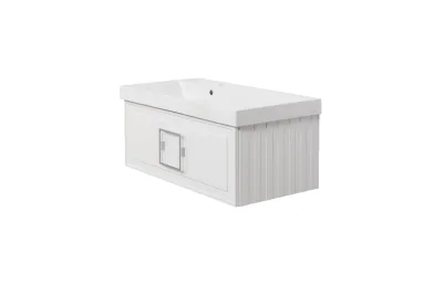 Тумба с раковиной La Fenice Cubo Bianca 90 см FNC-01-CUB-B-90 левая, белая матовая МОСПЛИТКА