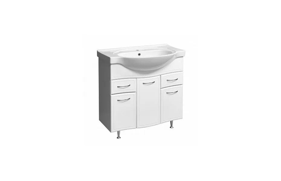 Тумба с раковиной Stella Polar Концепт 90 SP-00000132 80 см напольная, 2 ящика, белая МОСПЛИТКА