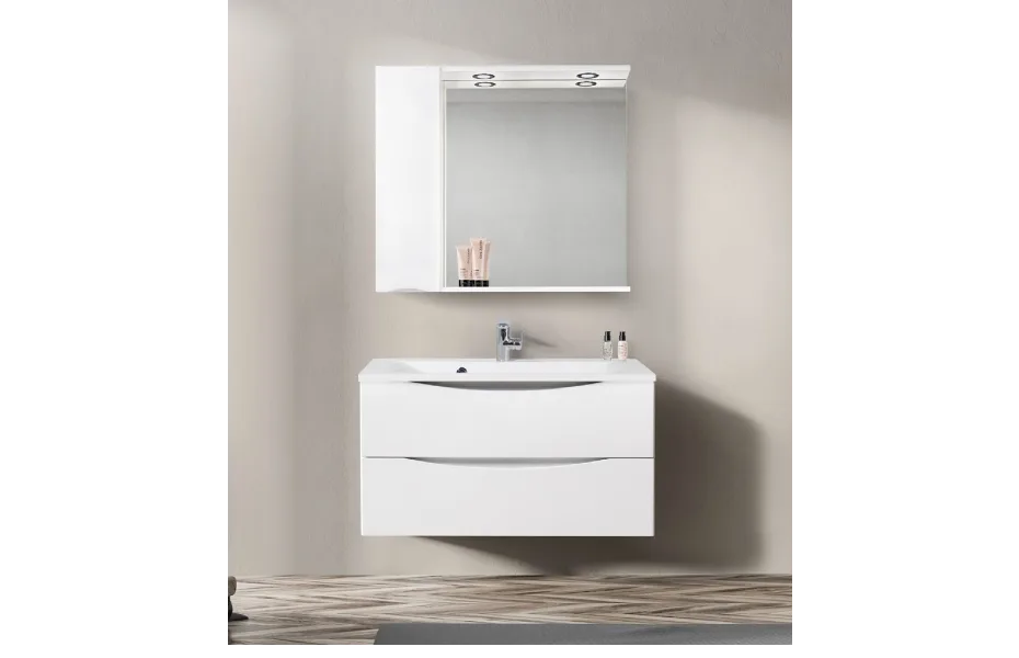 BELBAGNO Marino Шкаф зеркальный подвесной с одной распашной дверцей с доводчиками, с подсветкой, левосторонний АТЕЛЬЕ ВАННОЙ КОМНАТЫ. САМАРА