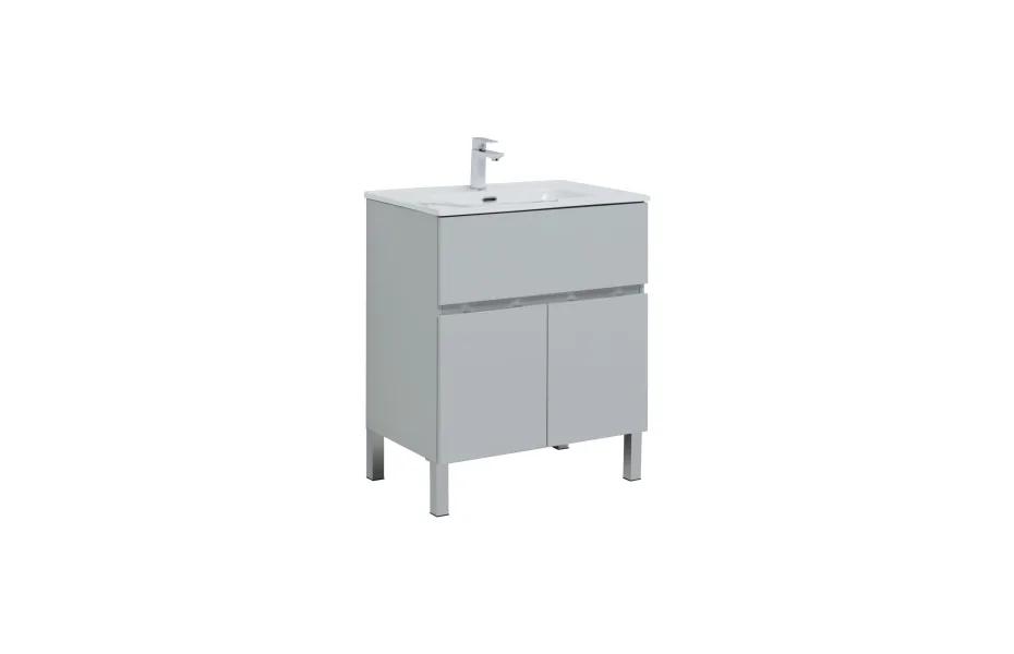 Тумба с раковиной Aquanet Алвита New 70 1 ящик, 2 дверцы, серый МОСПЛИТКА