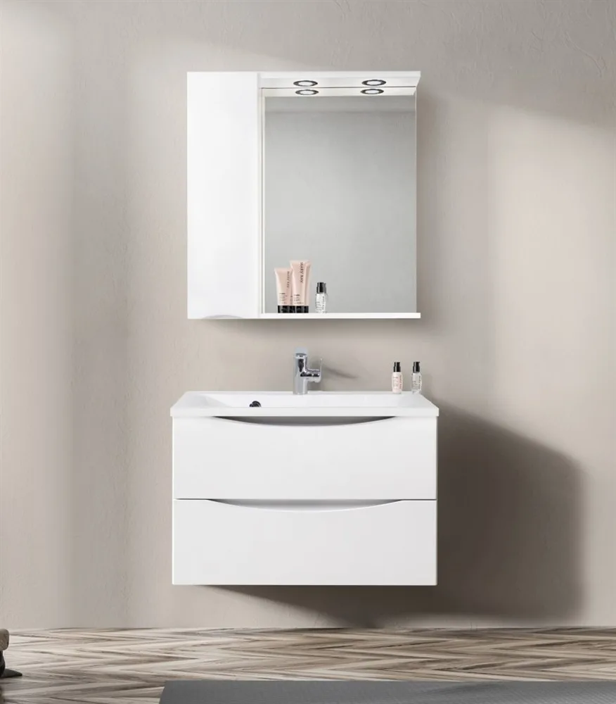 BELBAGNO Marino Шкаф зеркальный подвесной с одной распашной дверцей с доводчиками, с подсветкой, левосторонний АТЕЛЬЕ ВАННОЙ КОМНАТЫ. САМАРА
