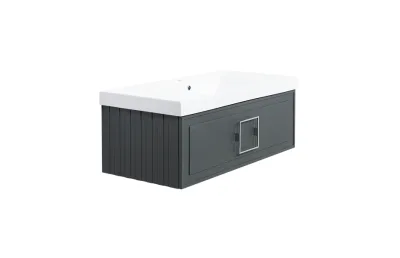 Тумба с раковиной La Fenice Cubo Grigio 100 см FNC-01-CUB-G-100 серо-зеленая матовая МОСПЛИТКА