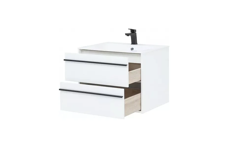 Тумба с раковиной Aquanet Lino 70 см, белая МОСПЛИТКА