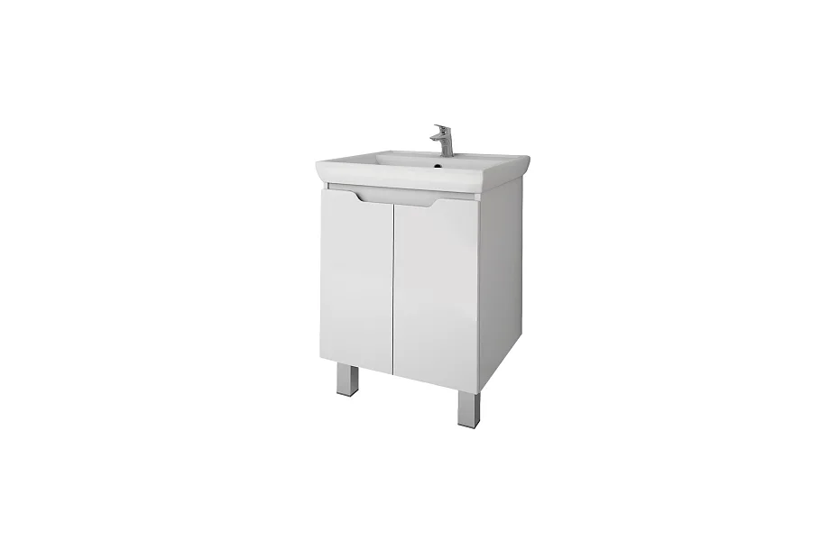 Тумба с раковиной Dreja Q Plus (D) 55 см 99.1008 глянцевая белая МОСПЛИТКА