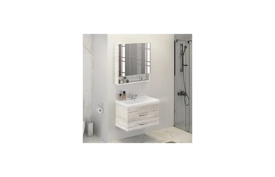 Тумба с раковиной Comforty Никосия-80П дуб белый 00004138839 МОСПЛИТКА