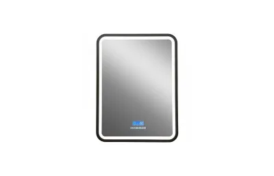 Зеркало Art&Max Genova 60 см AM-Gen-600-800-S-F-MFP с подсветкой, черный МОСПЛИТКА