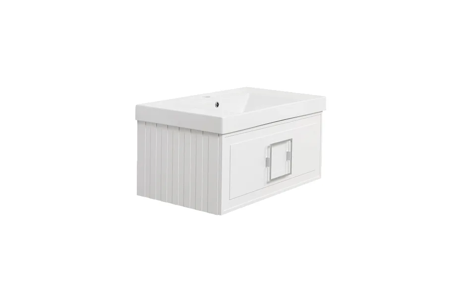 Тумба с раковиной La Fenice Cubo Bianca 80 см FNC-01-CUB-B-80 белая матовая МОСПЛИТКА
