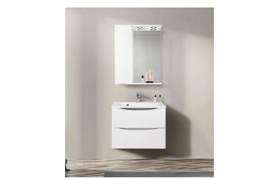 BELBAGNO Marino Шкаф зеркальный подвесной с одной распашной дверцей с доводчиками, с подсветкой, левосторонний АТЕЛЬЕ ВАННОЙ КОМНАТЫ. САМАРА