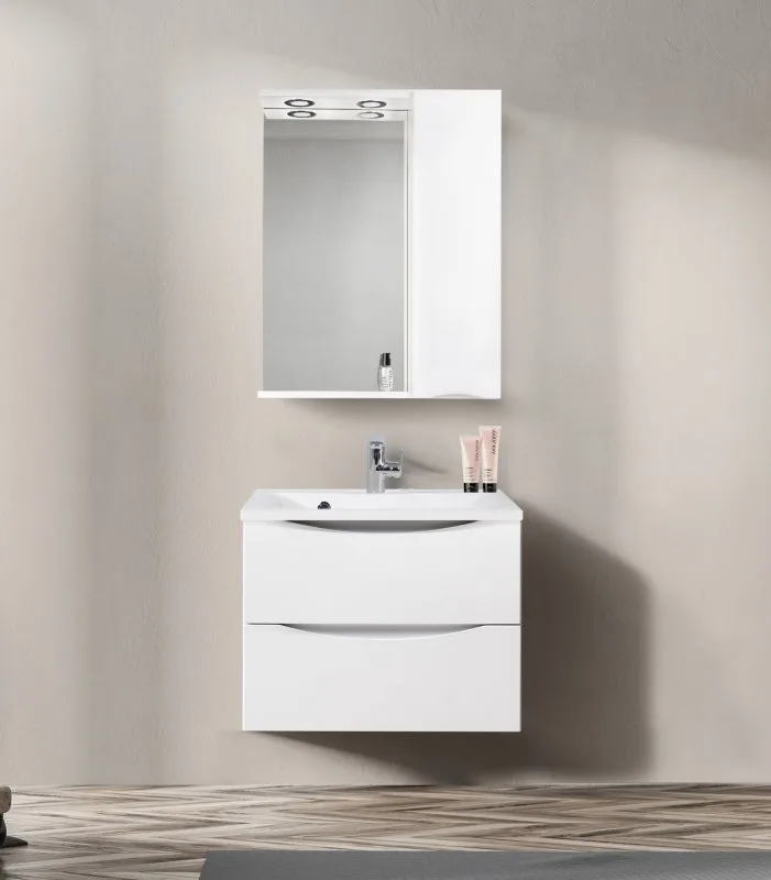 BELBAGNO Marino Шкаф зеркальный подвесной с одной распашной дверцей с доводчиками, с подсветкой, правосторонний АТЕЛЬЕ ВАННОЙ КОМНАТЫ. САМАРА