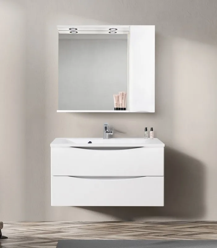 BELBAGNO Marino Шкаф зеркальный подвесной с одной распашной дверцей с доводчиками, с подсветкой, правосторонний АТЕЛЬЕ ВАННОЙ КОМНАТЫ. САМАРА