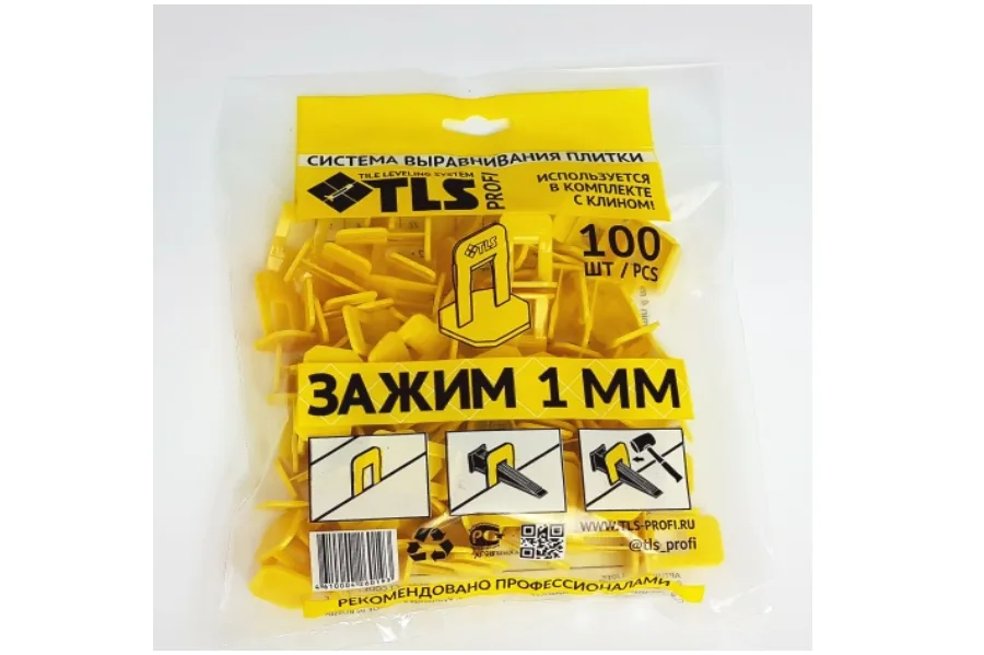 Система выравнивания плитки (СВП) "TLS-Profi", Зажим 1 мм ПЛИНТУС ХОЛЛ