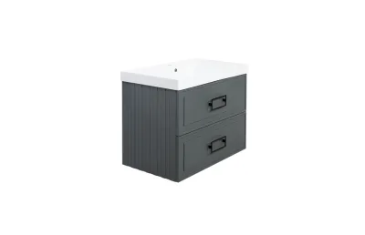 Тумба с раковиной La Fenice Cubo Grigio Twin 80 см FNC-01-CUB-G-80-2 серо-зеленая матовая МОСПЛИТКА