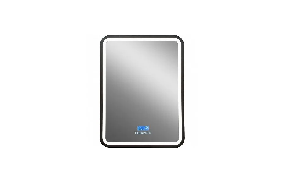 Зеркало Art&Max Genova 60 см AM-Gen-600-800-S-F-MFP с подсветкой, черный МОСПЛИТКА