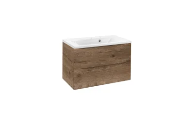 Тумба с раковиной Vincea Mia 800 подвесная, 79см, 2 выкатных ящик soft close, V.Oak МОСПЛИТКА
