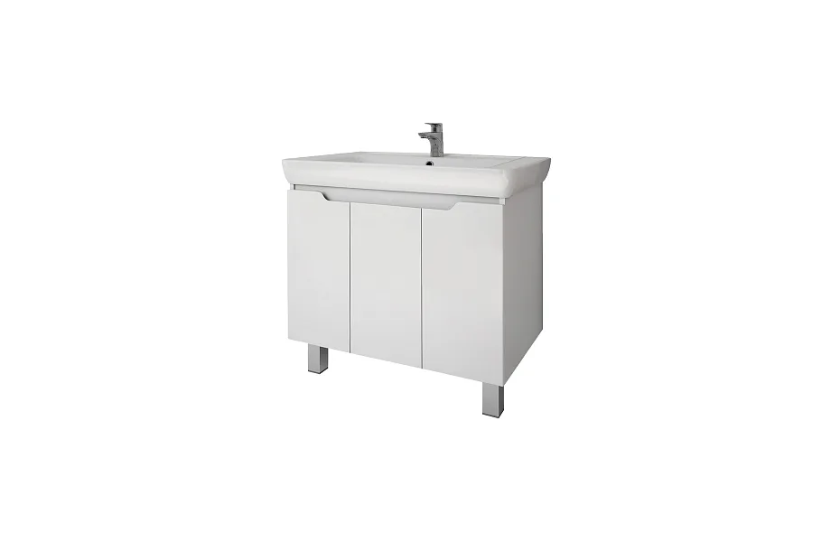 Тумба с раковиной Dreja Q Plus (D) 80 см 99.1006 глянцевая белая МОСПЛИТКА