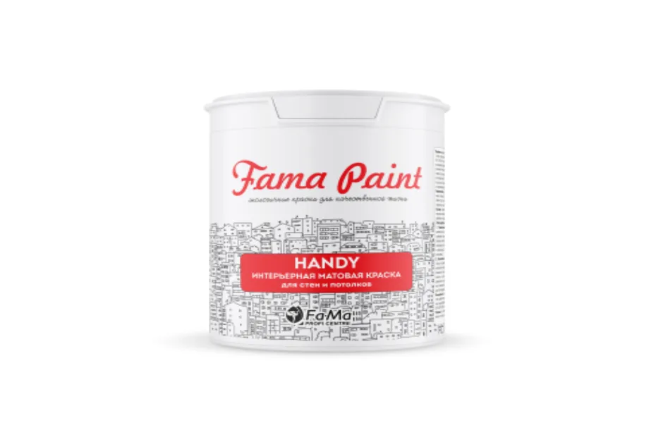 АКРИЛОВАЯ МАТОВАЯ КРАСКА FAMA PAINT HANDY КОЛЕРОВАННАЯ ДЛЯ СТЕН И ПОТОЛКОВ БИОФА – САМАРА