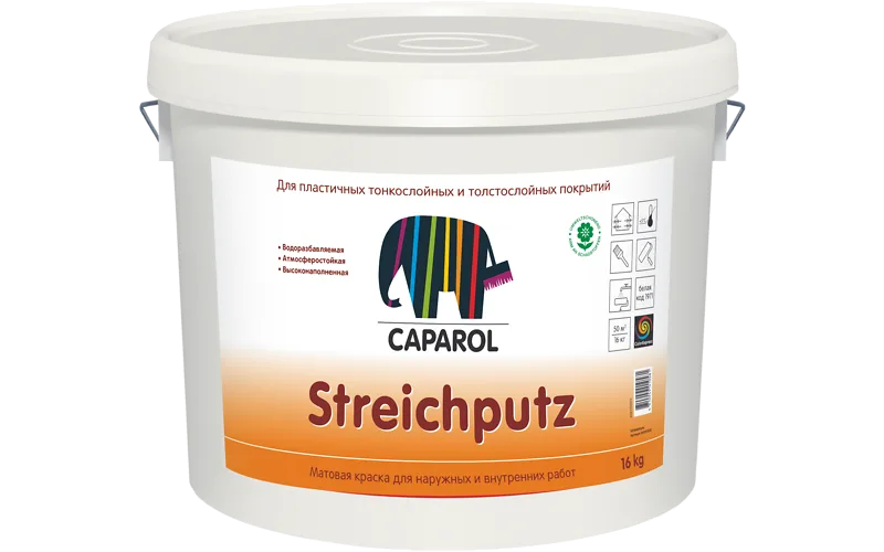 Краска для наружных работ Caparol Streichputz, колеруемая, 16 кг КАПАРОЛ ЦЕНТР САМАРА