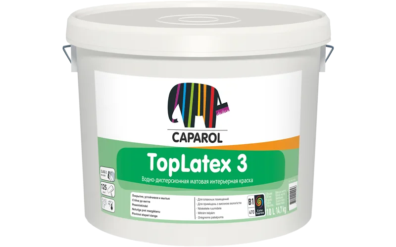 Краска водно-дисперсионная Caparol TopLatex 3, База 1, 10 л КАПАРОЛ ЦЕНТР САМАРА