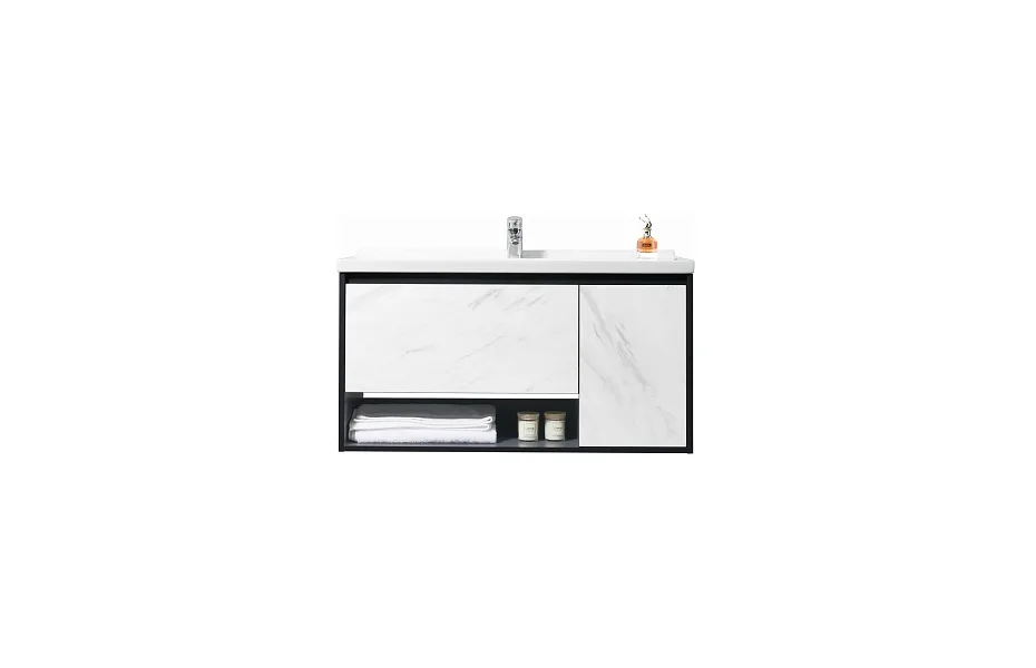 Тумба с раковиной Orans 100 см BC-0903 1000 white marble / dark grey МОСПЛИТКА