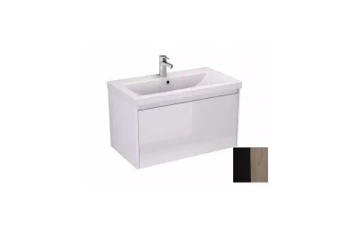 Тумба с раковиной Velvex Klaufs 80 tpKLA.80.1Y-617.217 подвесная, 1 ящик, черный матовый/дерево МОСПЛИТКА