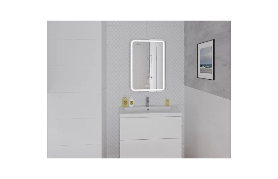 CERSANIT зеркало: LED 050 pro 55*80, с подсветкой, антизапотевание, смена цвета холод.тепло, часы АТЕЛЬЕ ВАННОЙ КОМНАТЫ. САМАРА