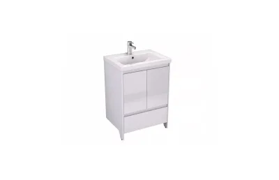 Тумба с раковиной Velvex Klaufs 60 tnKLA.60.2D.1Y-616.216 напольная, 2 двери, 1 ящик, белый глянцевый МОСПЛИТКА