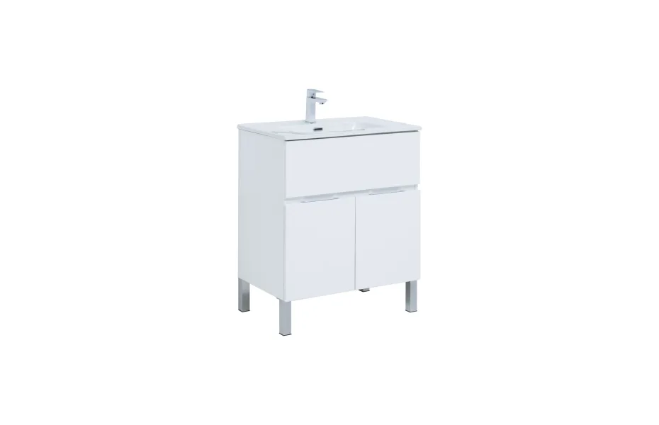 Тумба с раковиной Aquanet Алвита New 70 1 ящик, 2 дверцы, белый матовый МОСПЛИТКА