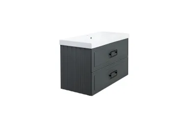 Тумба с раковиной La Fenice Cubo Grigio Twin 100 см FNC-01-CUB-G-100-2 серо-зеленая матовая МОСПЛИТКА