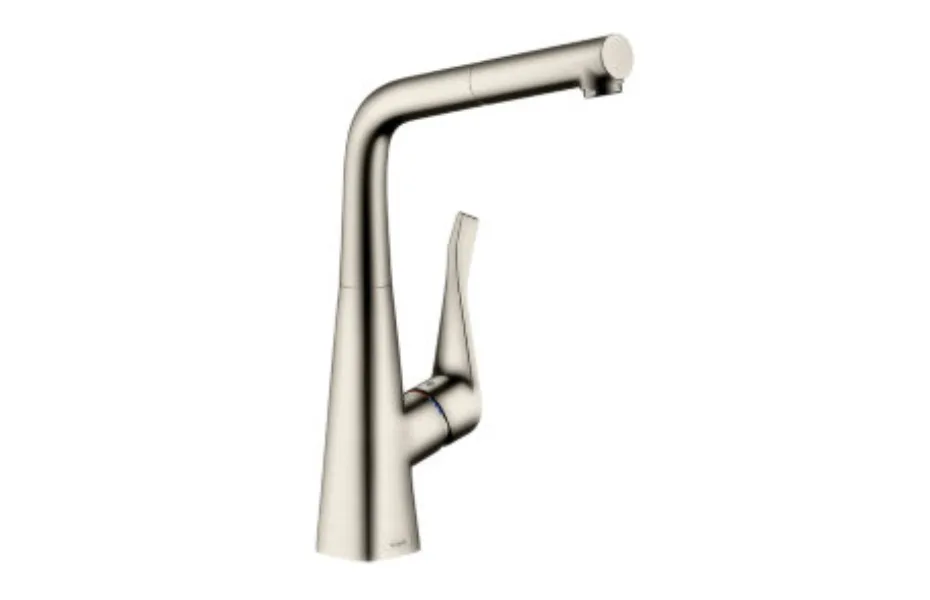 Смеситель для кухни с выдвижным душем Hansgrohe Metris сталь 14821800 АКВАМЕТРИЯ