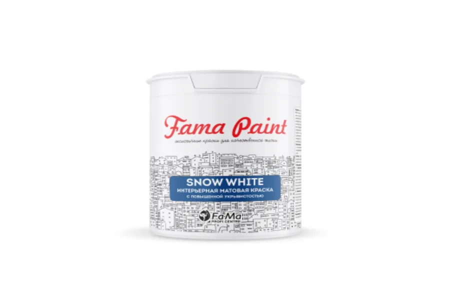 АКРИЛОВАЯ МАТОВАЯ БЕЛАЯ КРАСКА FAMA PAINT SNOW WHITE ДЛЯ СТЕН И ПОТОЛКОВ БИОФА – САМАРА