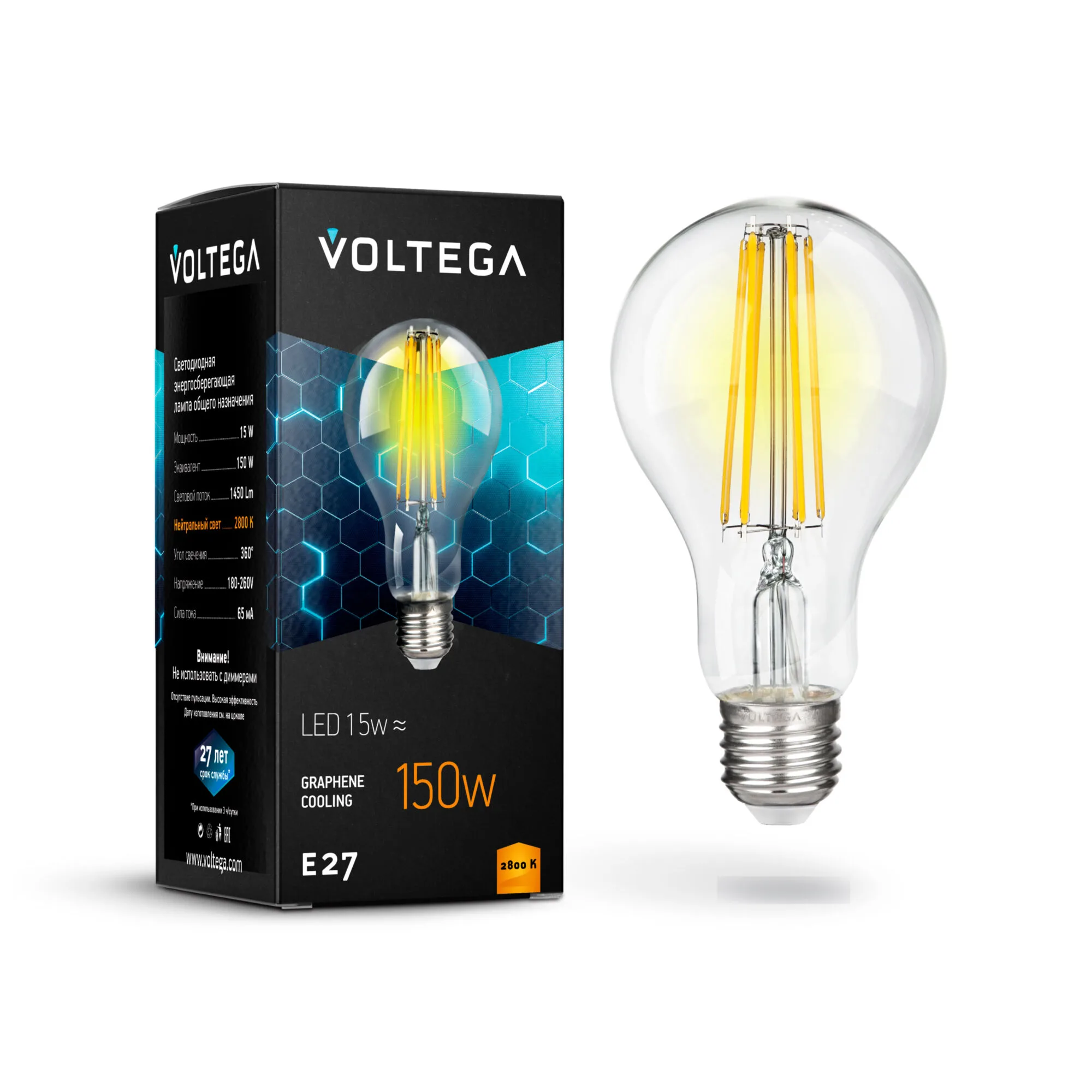 Филаментная лампа Voltega General E27 15W 2800K 7104 MAYTONI